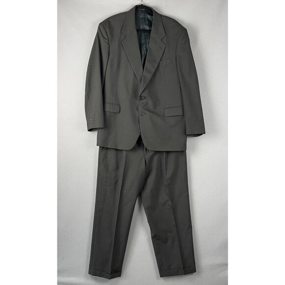 Kilburne and Finch Mens 2 Piece Suit Blazer 43R Brown Gray Plaid Pants 34x28 - Picture 1 of 16